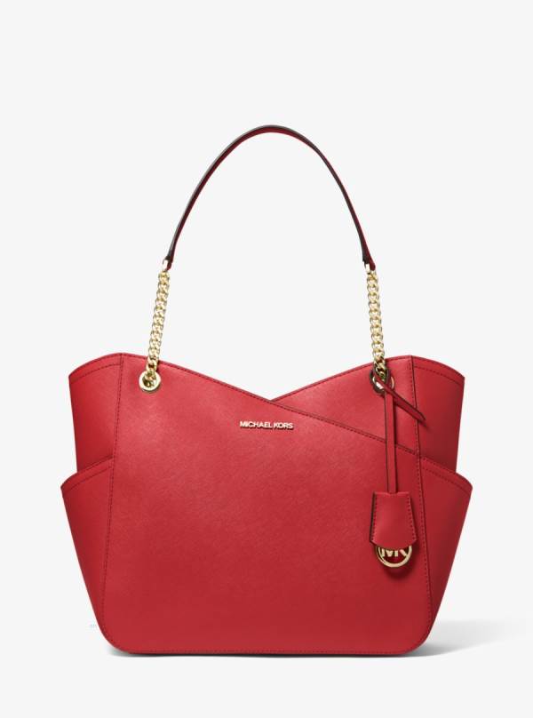 Damske Taška Cez Rameno Michael Kors Jet Set Large Saffiano Leather Červené - Kabelky Michael Kors Vypredaj | HRNIG-6871